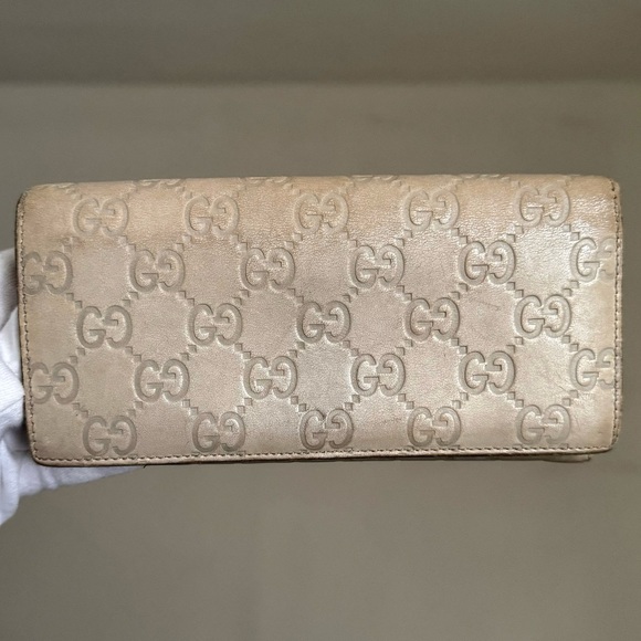 Gucci Cream Guccissima Leather Flap Continental Wallet